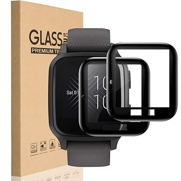 (2 Pcs) Garmin Venu SQ Screen Protector Full Coverage Tempered Glass Guard (Black) (2 Pcs) Garmin Venu SQ Screen Protector Full Coverage Tempered Glass Guard (Black)